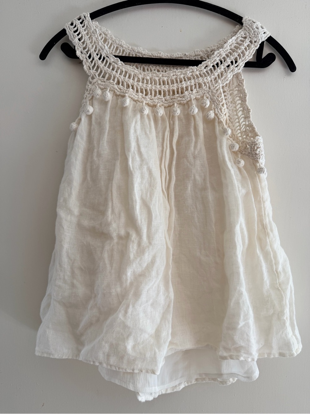 Floreat Cream Crochet Yoke Tank Top